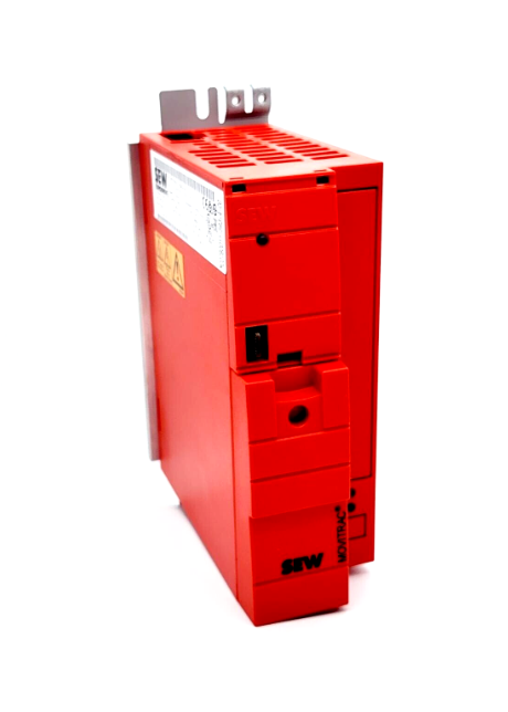 Red electronic control module with ventilation slots and brand logo