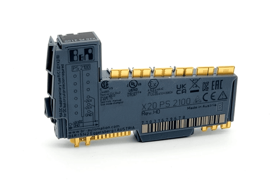B&R X20PS2100, 24 VDC Einspeisemodul für interne I/O-Versorgung, 0x1BBF, technisches Produktbild