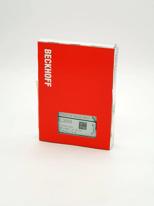 Beckhoff EL3058 EtherCAT-Klemme 8-Kanal-Analog-Eingang | sealed package, new and unopened red box with product label.