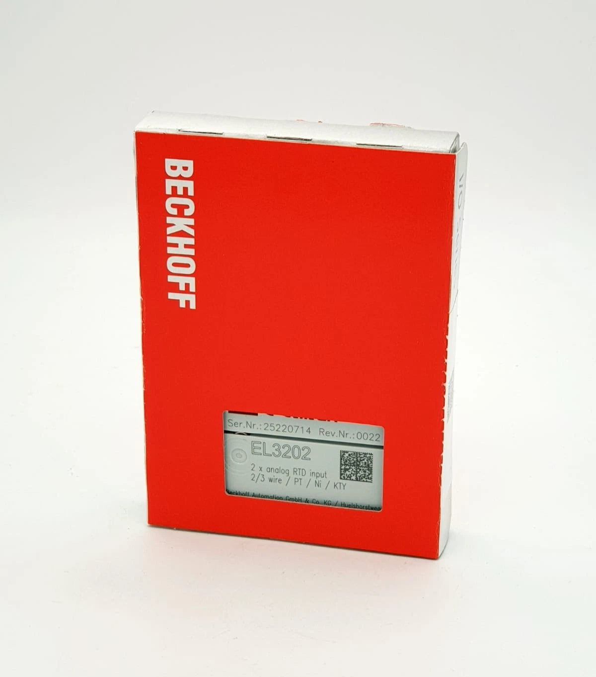 Beckhoff EL3202 EtherCAT-Klemme 2-Kanal-Analog-Eingang | sealed, new in original packaging, Beckhoff red box front view with label