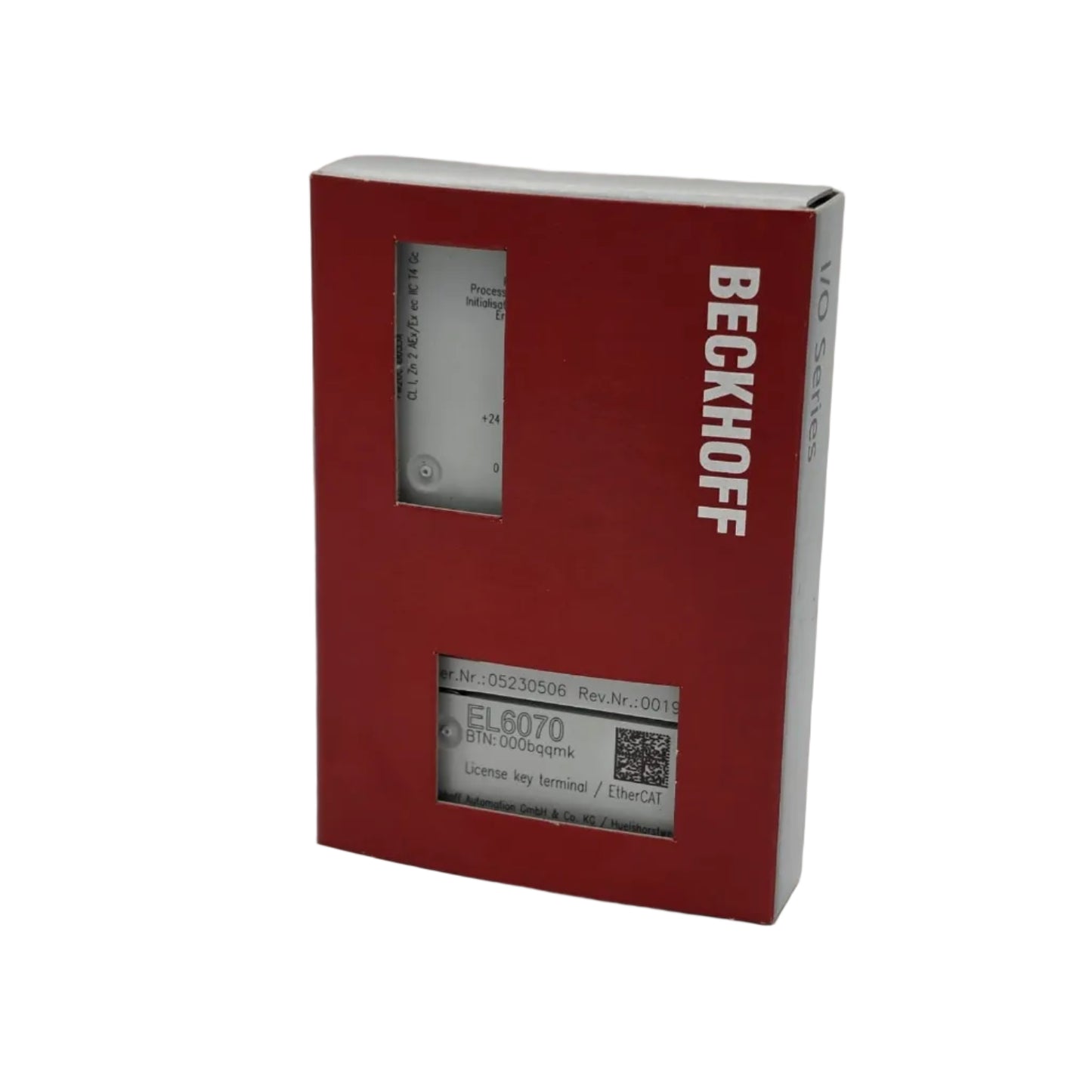 Beckhoff EL6070 ist eine EtherCAT-License-Key-Klemme zur sicheren Übertragung und Verwaltung von Lizenzinformationen innerhalb von TwinCAT 3.1 Systemen.