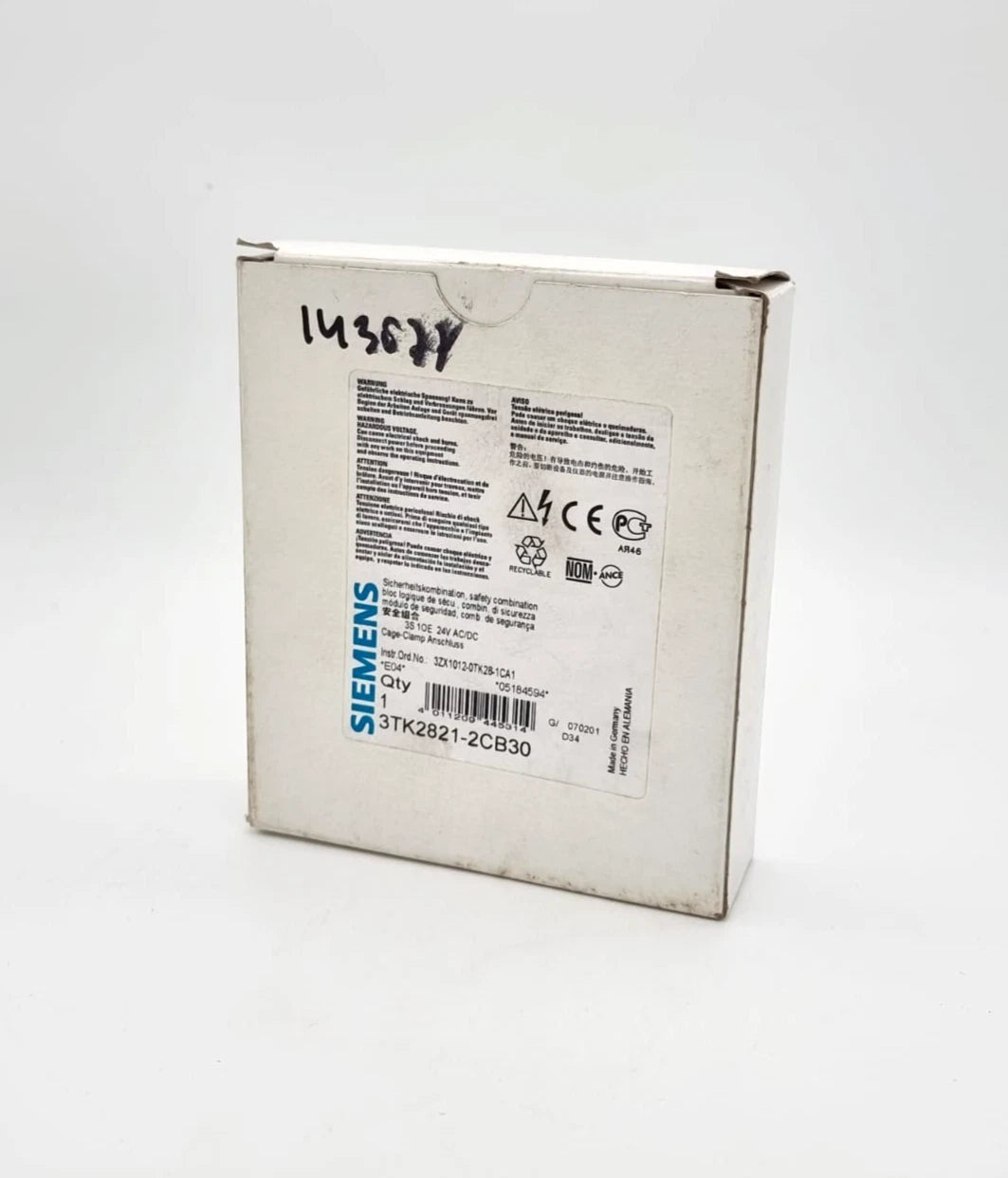 Siemens 3TK2821-2CB30 Sicherheitsschaltgerät AC/DC 24 V packaging box
