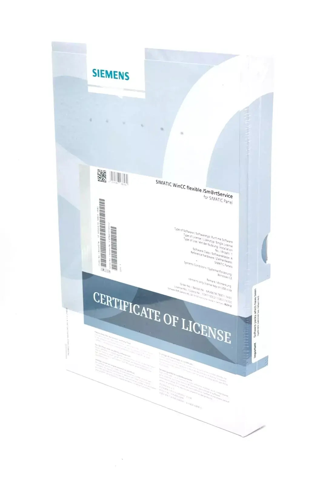 Siemens 6AV6618-7BB01-3AB0 WinCC flexible/SM@RTSERVICE für SIMATIC Panel sealed, showcasing the software license package.