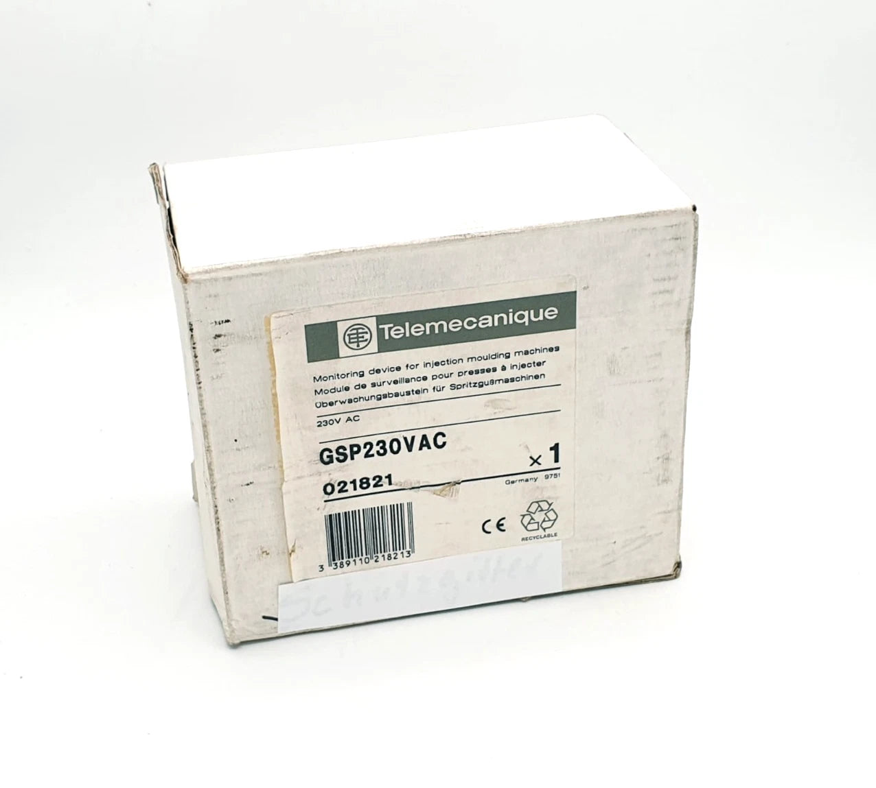Telemecanique 021821 GSP/SerienB Überwachungsbaustein GSP230VAC in original packaging, 230V AC monitoring relay module.