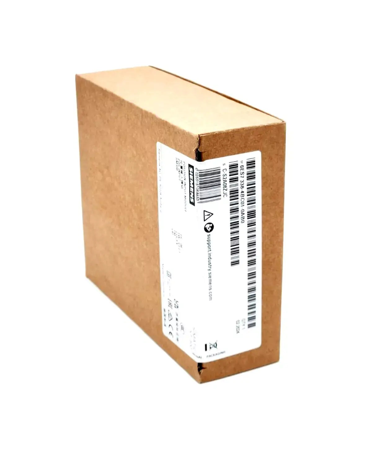 Siemens 6ES7338-4BC01-0AB0 SIMATIC S7-300 Signal Module in packaging box with label visible.