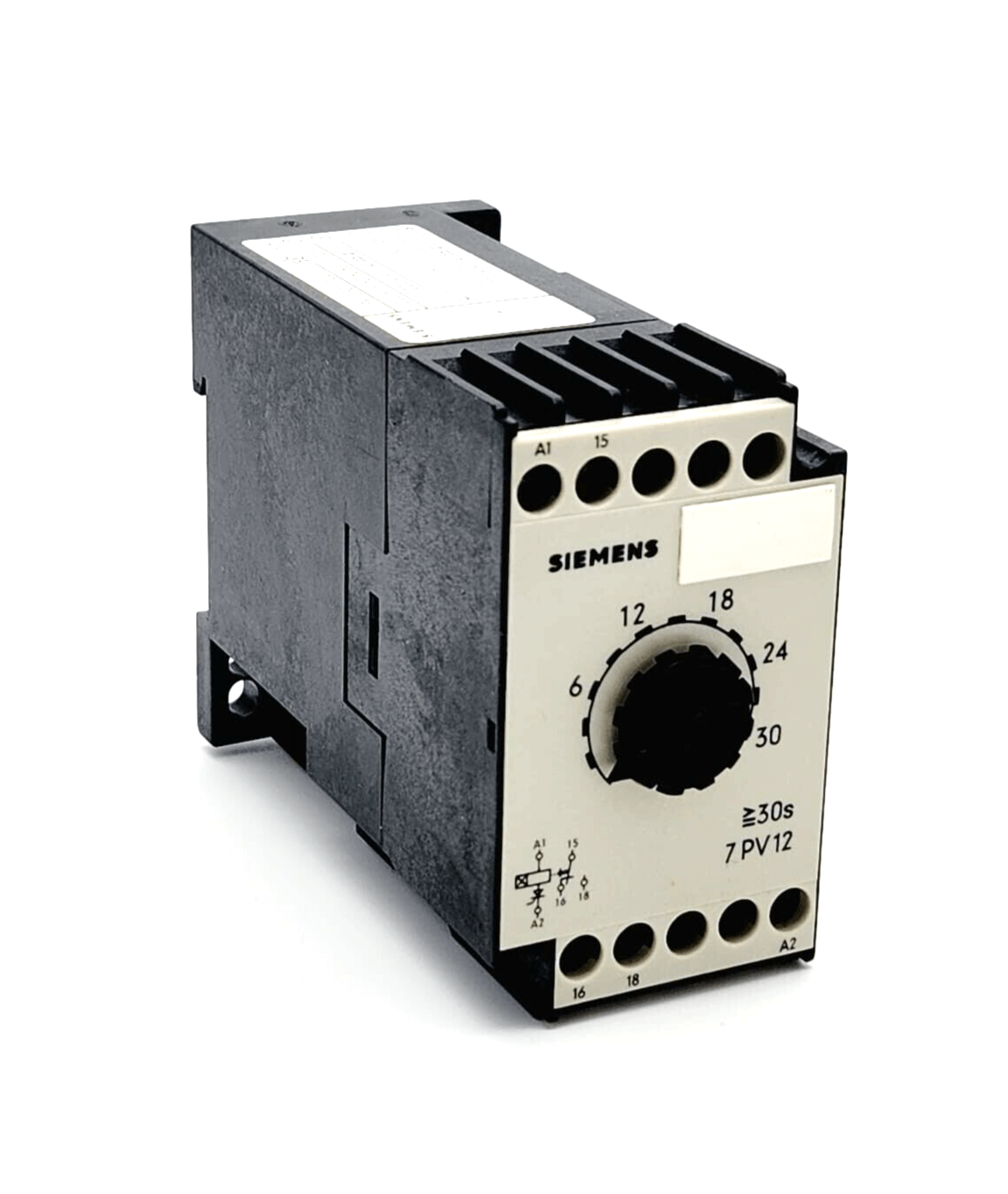 Siemens 7PV1230-1GG electronic time relay, 220V, 0-30s range, industrial automation equipment, black and white design.
