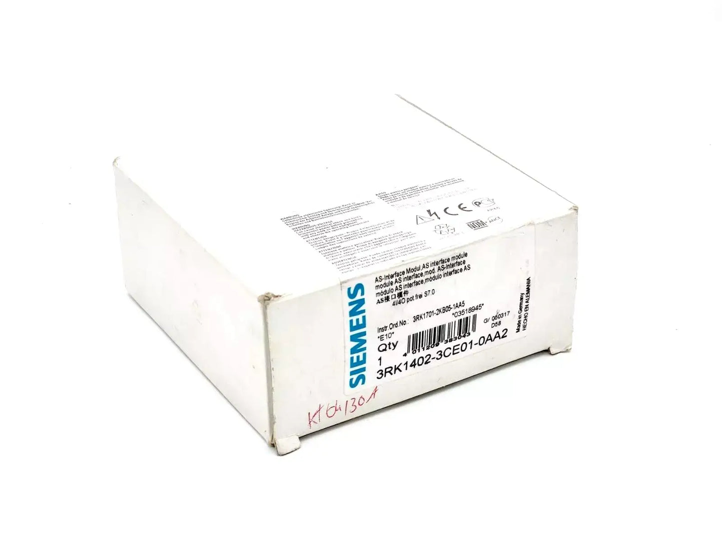 Siemens 3RK1402-3CE01-0AA2 AS-i SlimLine Modul packaging box.
