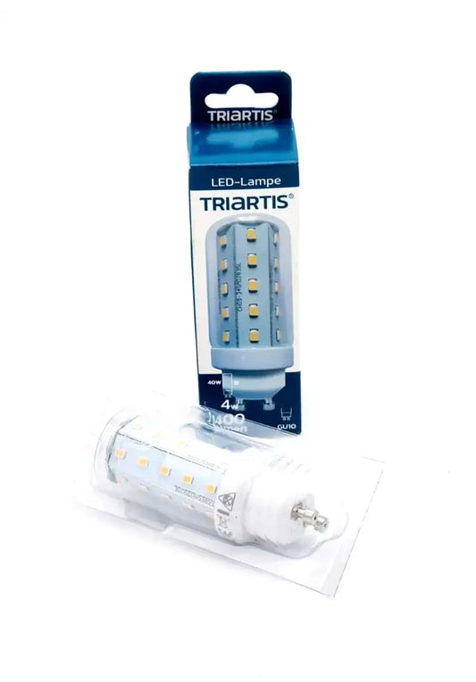 Triartis 610020 LED-Lampe Kolben-Röhren-Form 4W=40W 30x80mm GU10 klar warmweiss packaged and visible out of box