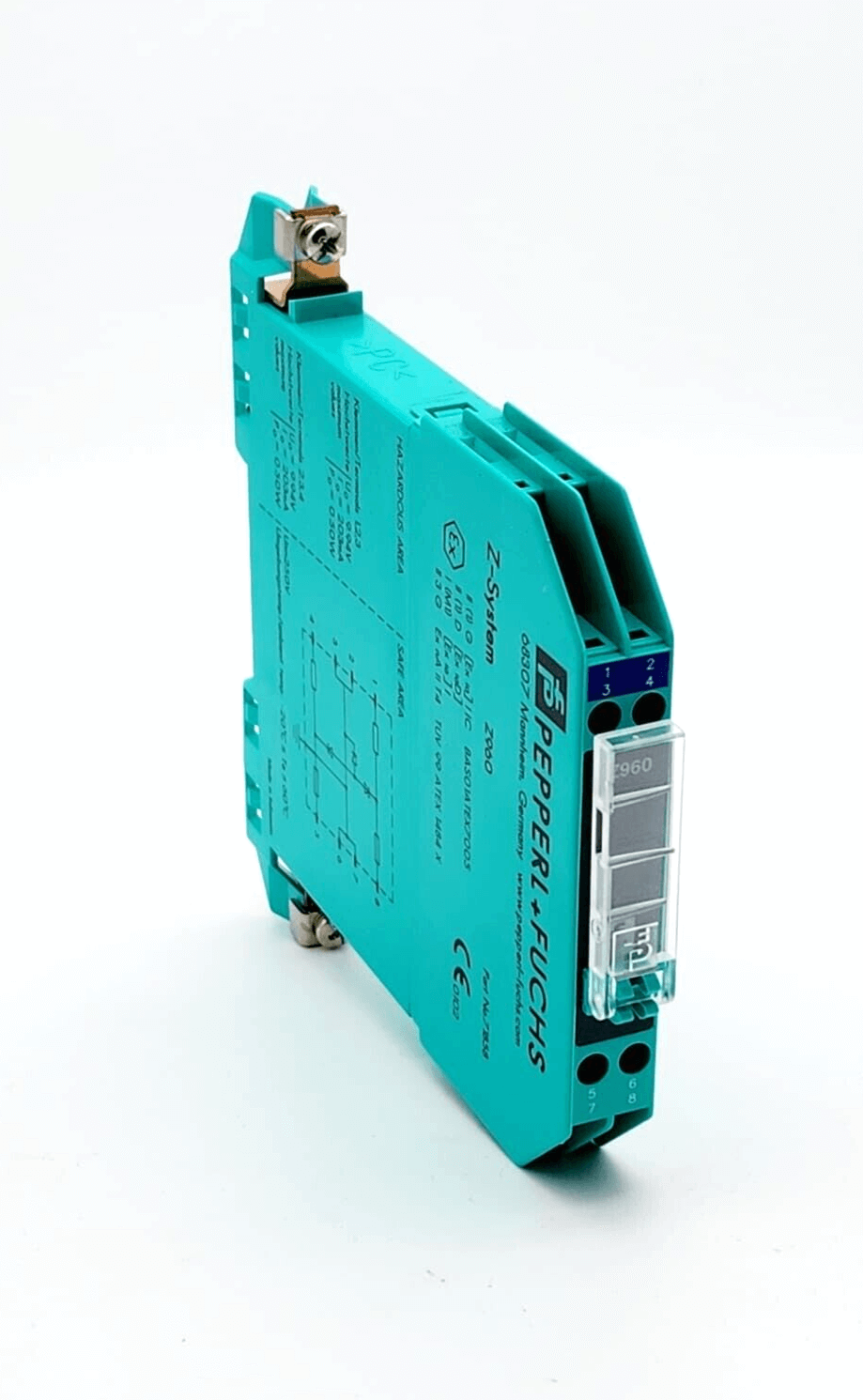 Pepperl+Fuchs 071858 Z960 Zenerbarriere 71858 in original packaging, new condition, series Z960, blue color, close-up view