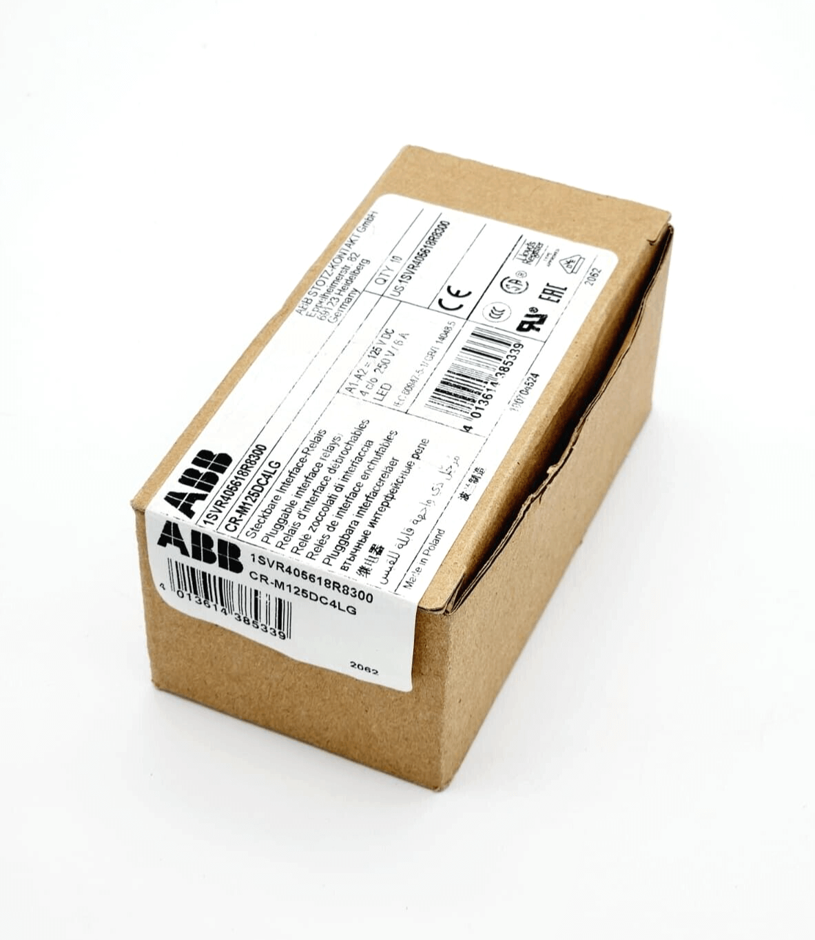 ABB 1SVR405618R8300 CR-M125DC4LG Interface Relais box, 125VDC with gold contacts and LED indicator