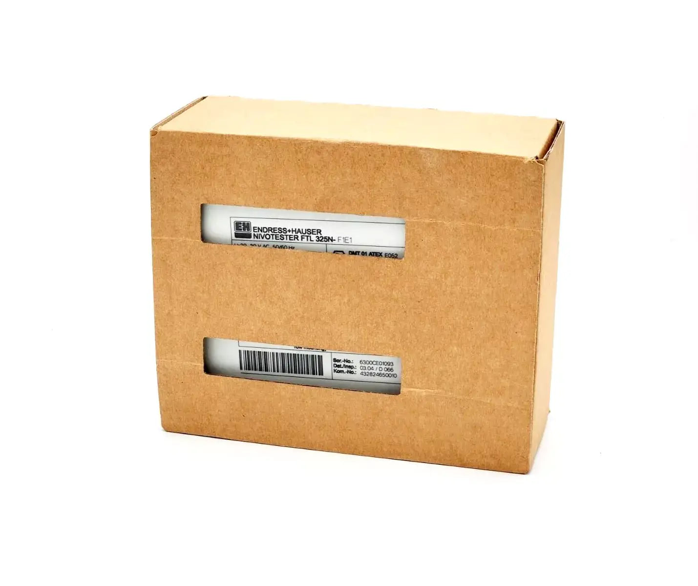Endress+Hauser Nivotester FTL325N-F1E1 product packaging box for safe sensor use in explosive areas