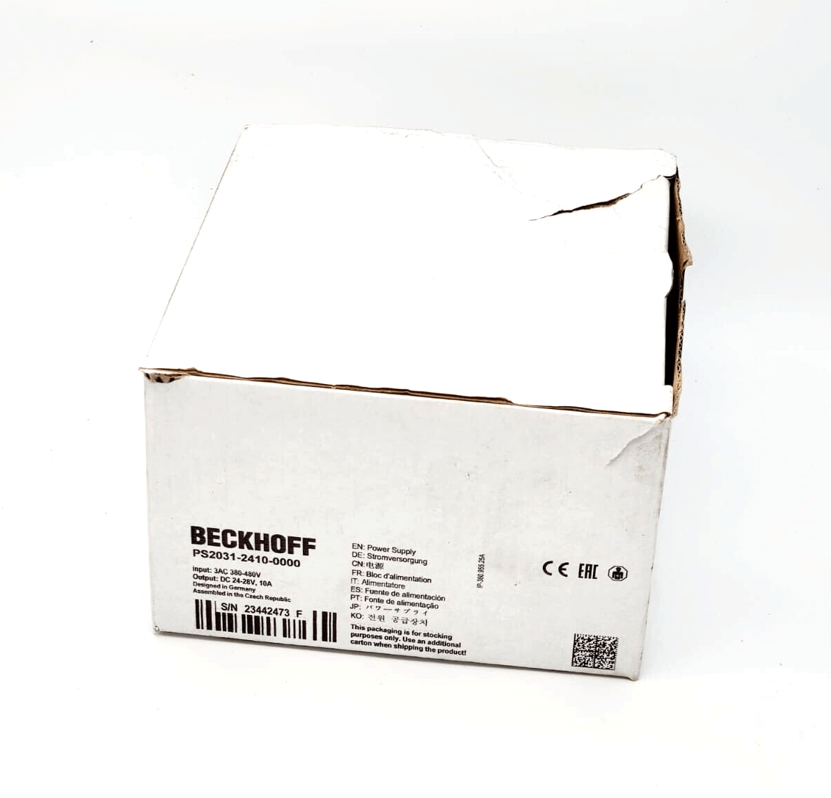 Beckhoff PS2031-2410-0000 Stromversorgung in original packaging with slight damage, boxed Schaltnetzteil DIN-Rail.