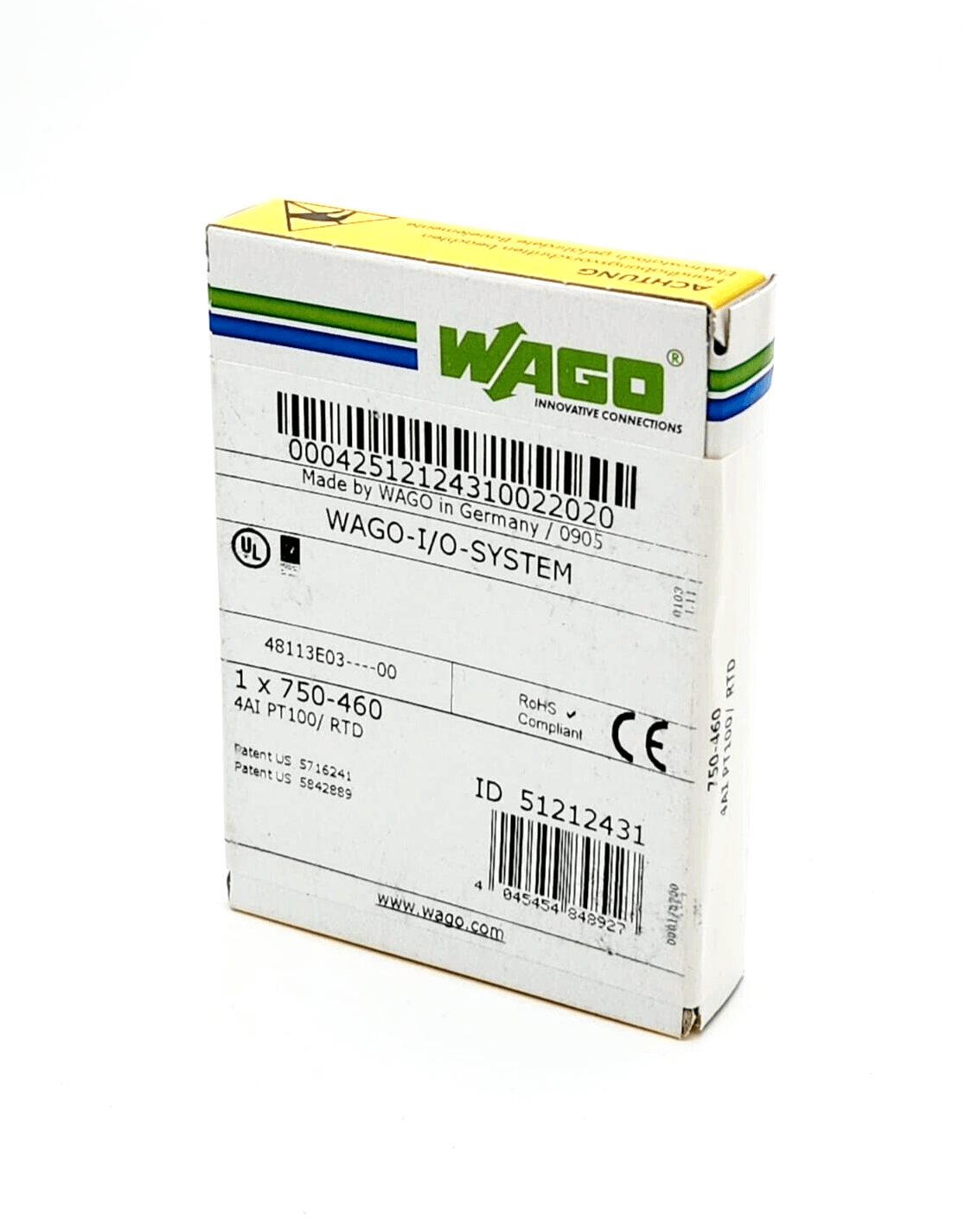 Wago 750-460 4-Channel Analog Input Module packaging for PT100 RTD sensors