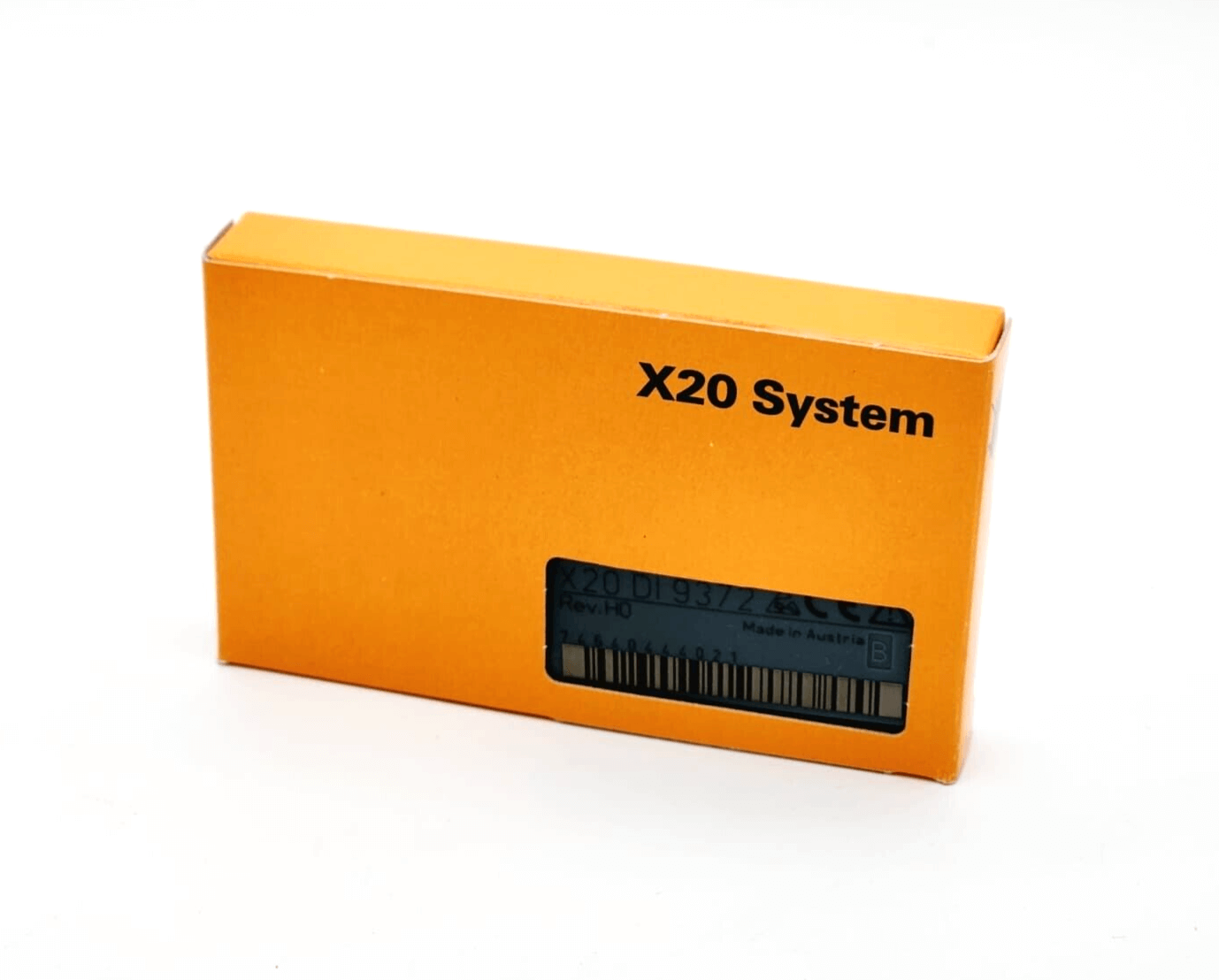 B&R X20DI9372 module box with 12 digital inputs, 24 VDC, in one-wire technology packaging.