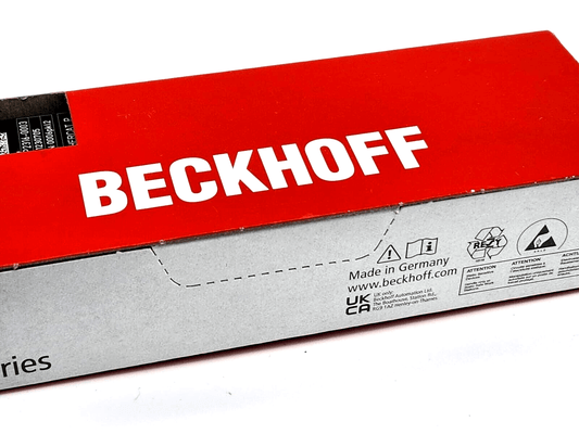 Beckhoff EPP2316-003 EtherCAT P-Box sealed packaging with logo and product details.