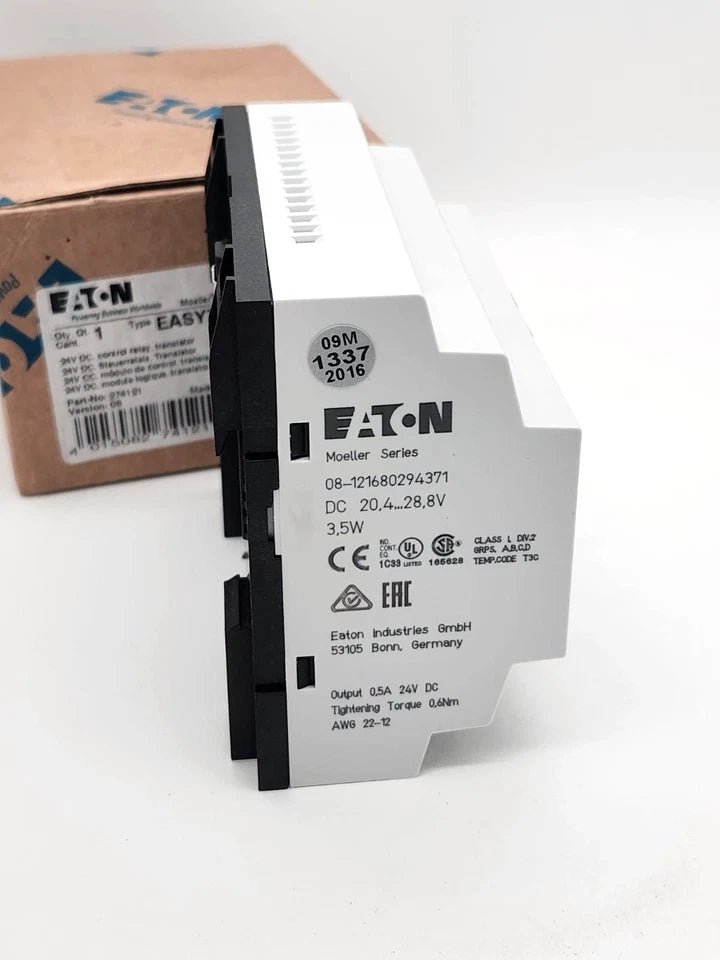 EATON Moeller 274121 EASY721-DC-TC Steuerrelais 24V DC automation relay, new and sealed with packaging, 24V DC power supply.