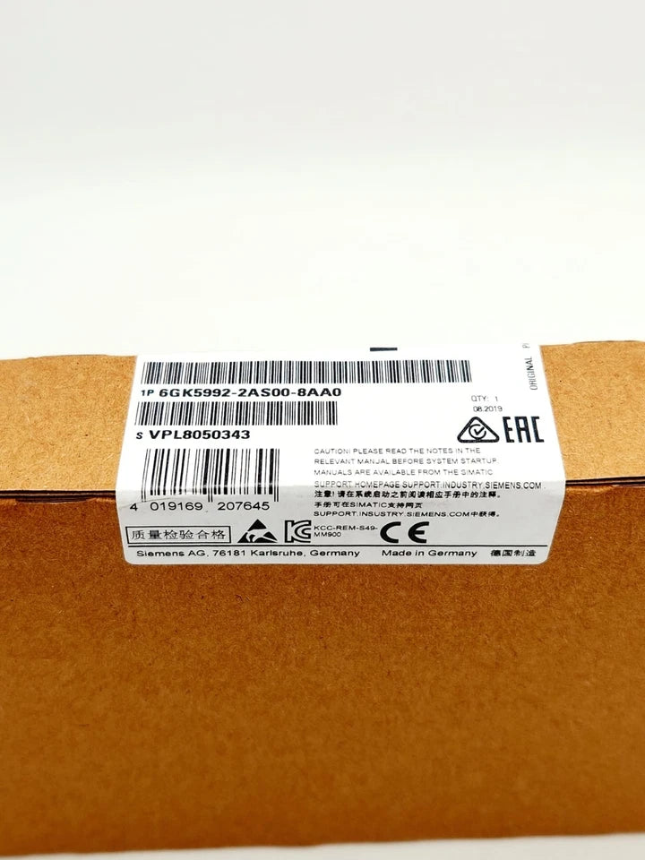 Box of Siemens 6GK5992-2AS00-8AA0 Medienmodul | sealed, with product label visible, part of SCALANCE Industrial Ethernet series.