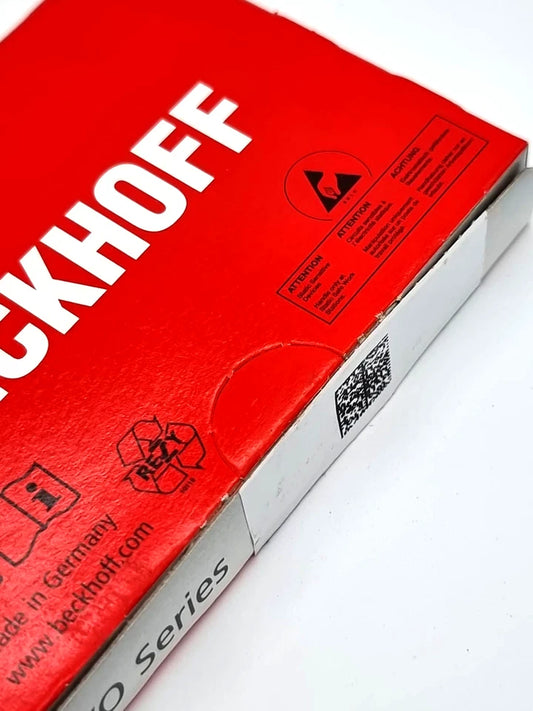 Packaging of Beckhoff KL3356 Busklemme 1-Kanal-Analog-Eingang Messbrücke Vollbrücke | sealed, showing QR code and brand logo.