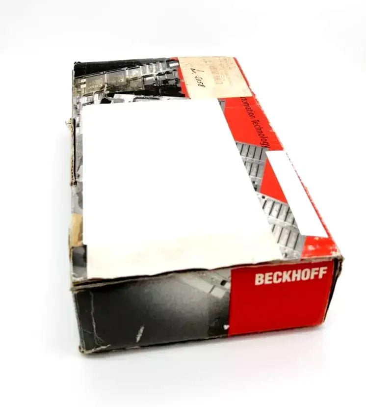 Damaged box of Beckhoff EVG M48-2 Leistungsausgänge Steckplatte 60.1.3218b 100-1572334 sealed.