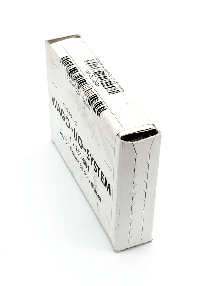 Packaging of Wago 750-601 Potentialeinspeisung DC 24 V Sicherungshalter with product details on box.
