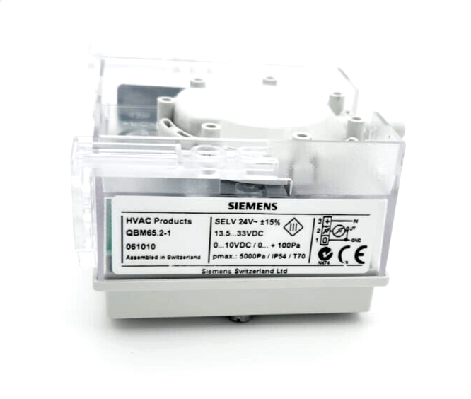 Siemens QBM65.2-1 Luftkanaldruckdifferenzfühler 0...100 Pa, neu, originalverpackt, HVAC Produkt, technische Daten ersichtlich.