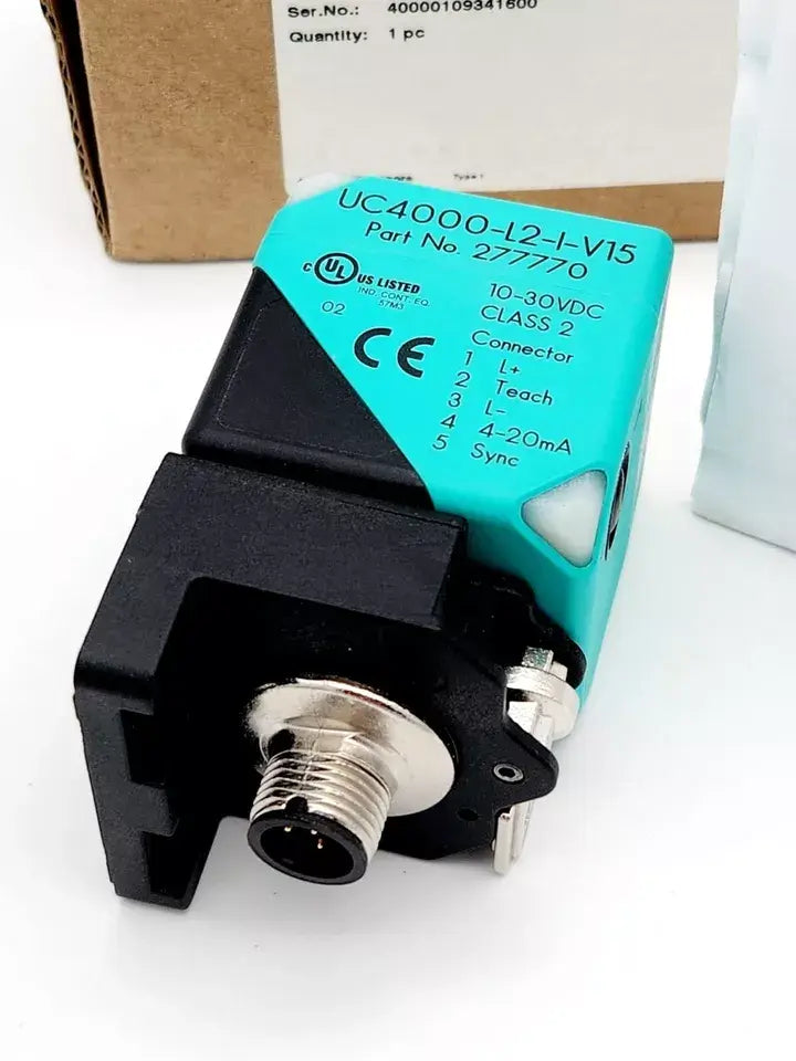Pepperl+Fuchs UC4000-L2-I-V15 ultrasonic sensor with flexible rotatable head, part number 277770, in original packaging