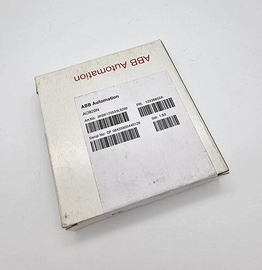 ABB AO920N 3KDE175533L9200 Analogausgang isoliert AO4I | sealed in original packaging with labels visible.