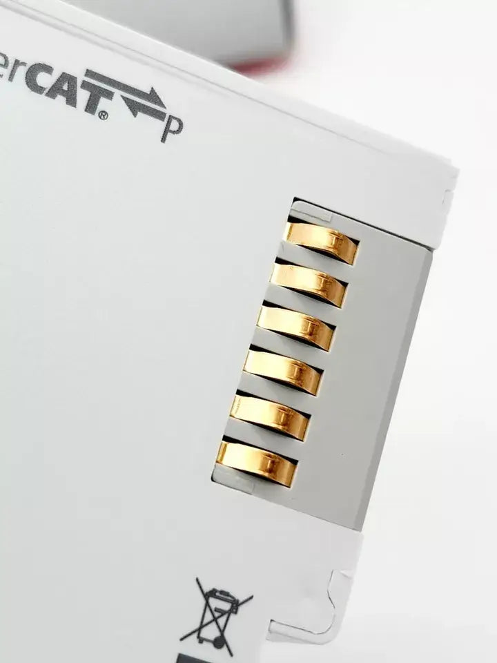 Close-up of Beckhoff EK1322 P-Abzweig mit Einspeisung 2-Port-EtherCAT showing connector ports.