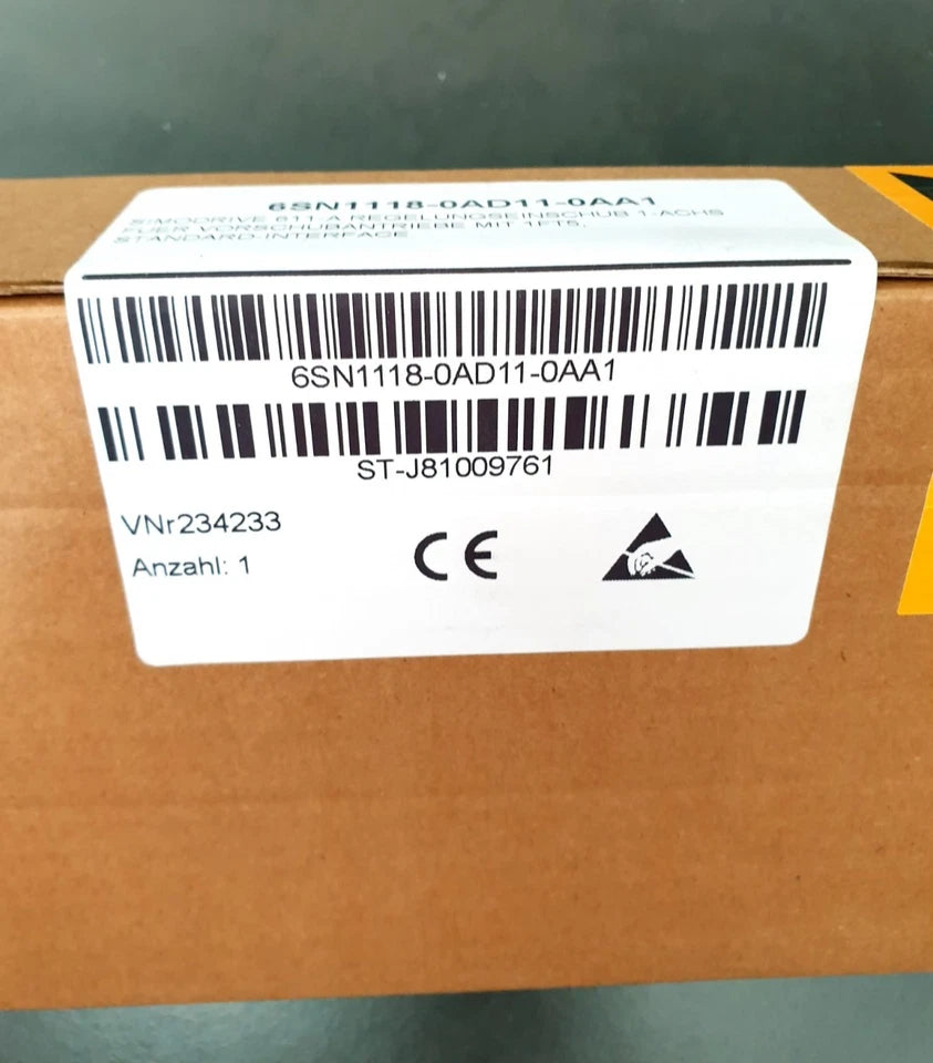 Box with Siemens 6SN1118-0AD11-0AA1 SIMODRIVE 611-A Regelungseinschub | sealed barcode label