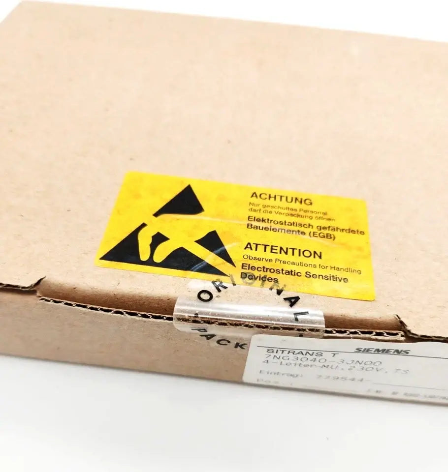 Sealed Siemens SITRANS T 230V TS product box with caution label