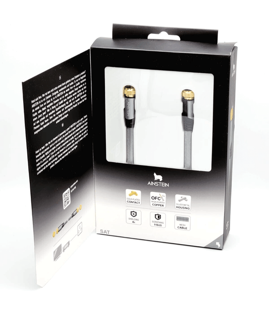 Ainstein 4m SAT-Anschlusskabel vergoldet Coaxial F-Stecker F-Stecker 75Ω, grau in packaging