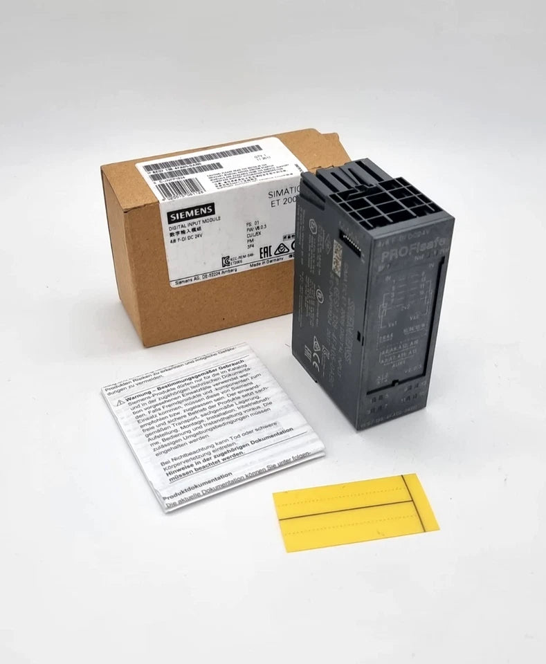 Siemens 6ES7138-4FA05-0AB0 ET200S Elektronik-Modul 4/8 F-DI DC 24V with packaging and manual.