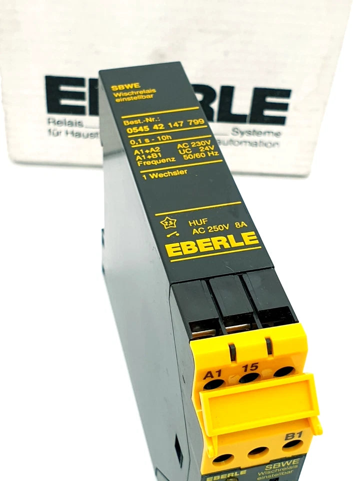 Eberle 054542147799 SBWE Wischrelais AC230V UC24V 1 Wechsler 0545 42 147 799, new in original packaging for time control applications.