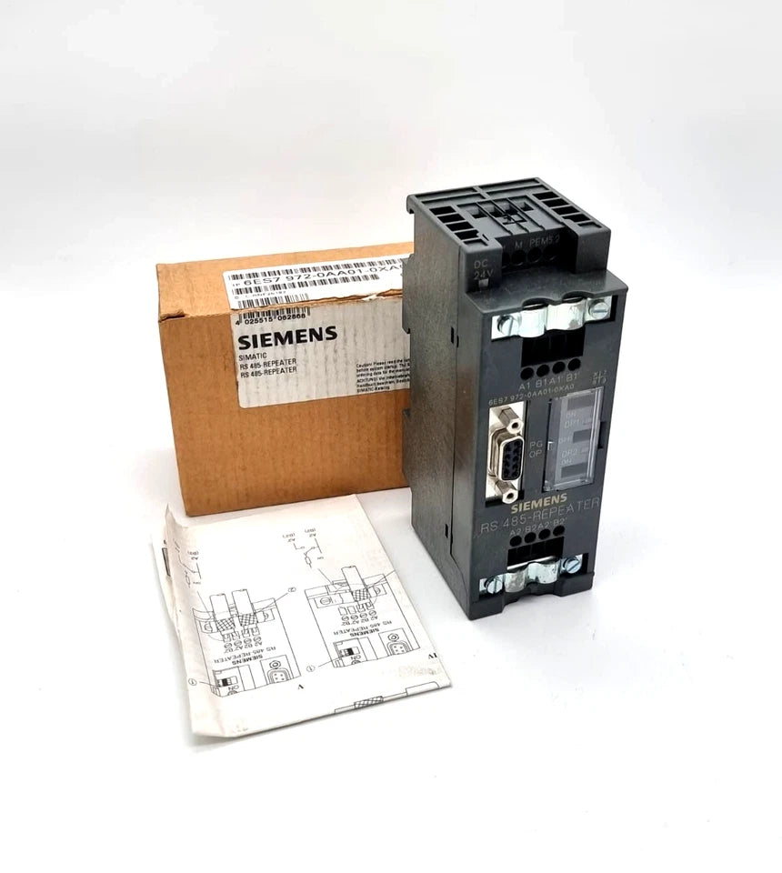 Siemens 6ES7972-0AA01-0XA0 Repeater RS485 fuer PROFIBUS/MPI with packaging and manual, new condition.