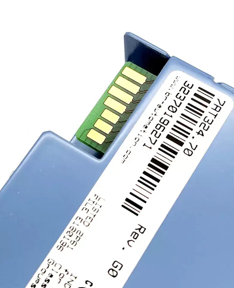 B&R 7AT324.70 analog temperature input module with barcode, part of 2003 series, showing connector details.