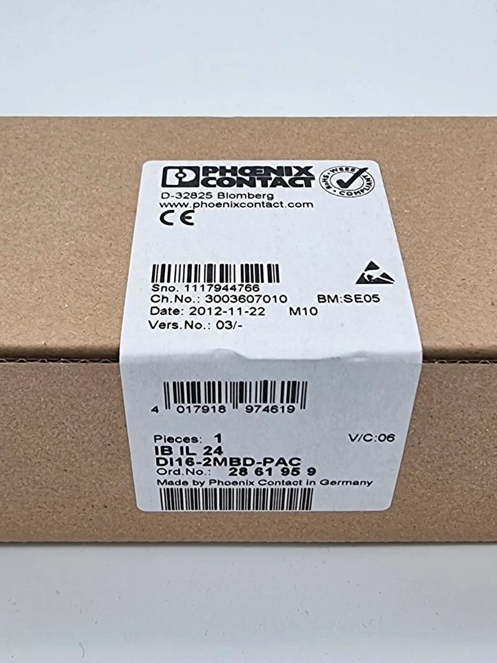 Phoenix Contact 2861959 IB IL 24 DI16-2MBD-PAC Digitalmodul | sealed with original packaging label and barcode visible on box.