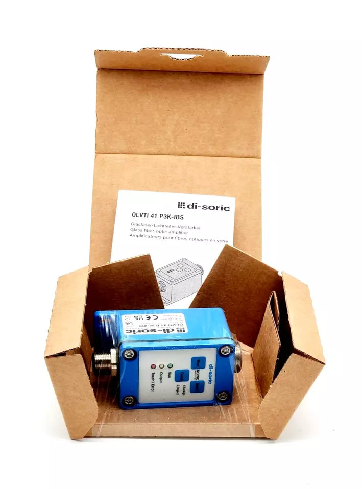 di-soric 201471 OLVTI 41 P3K-IBS Glasfaser-Lichtleiter-Verstärker OLV in original packaging, product number 201471.