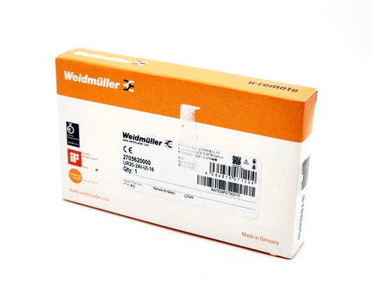 Weidmüller 2705620000 UR20-2AI-UI-16 Analog-Input-Modul | sealed in original packaging, back view of box.