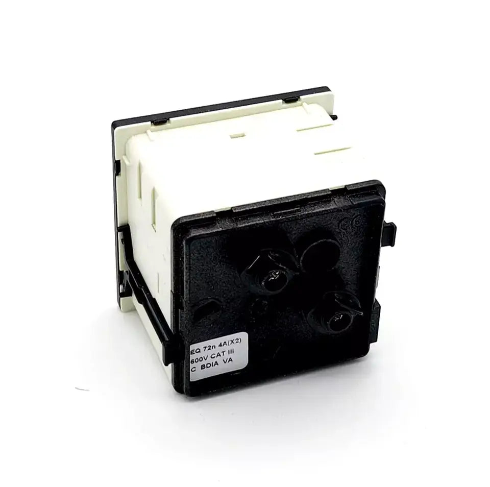 Back view of celsa EQ72n Analog-Messgerät Range 4A 0...4A, showing connection points and standard 72x72 mm size for panel mounting.