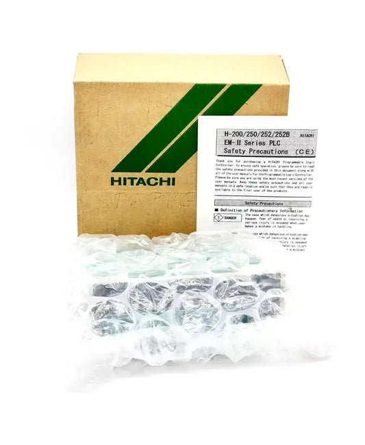 Hitachi RY/SSR OUT 33029692-1 POM-RBH Programmable-Controller in packaging with safety instructions and original box.