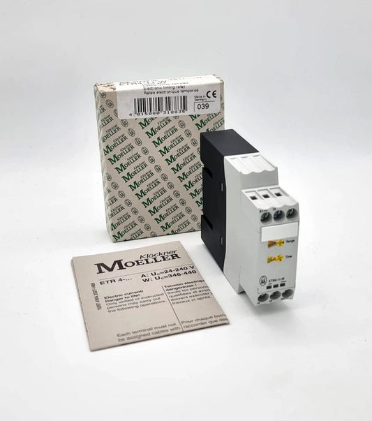 Moeller / Eaton ETR4-11-W Elektronisches Zeitrelais 400V AC, neu und originalverpackt, inklusive technisches Datenblatt.