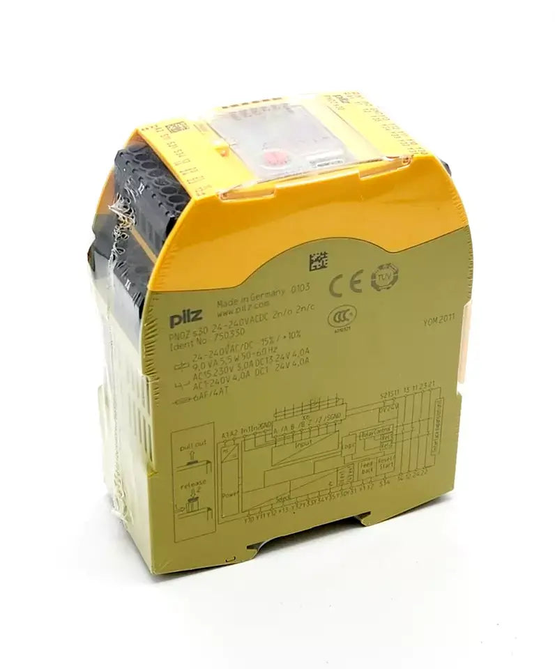 Pilz 750330 PNOZ s30 safety relay, sealed, with technical specifications visible on the front panel