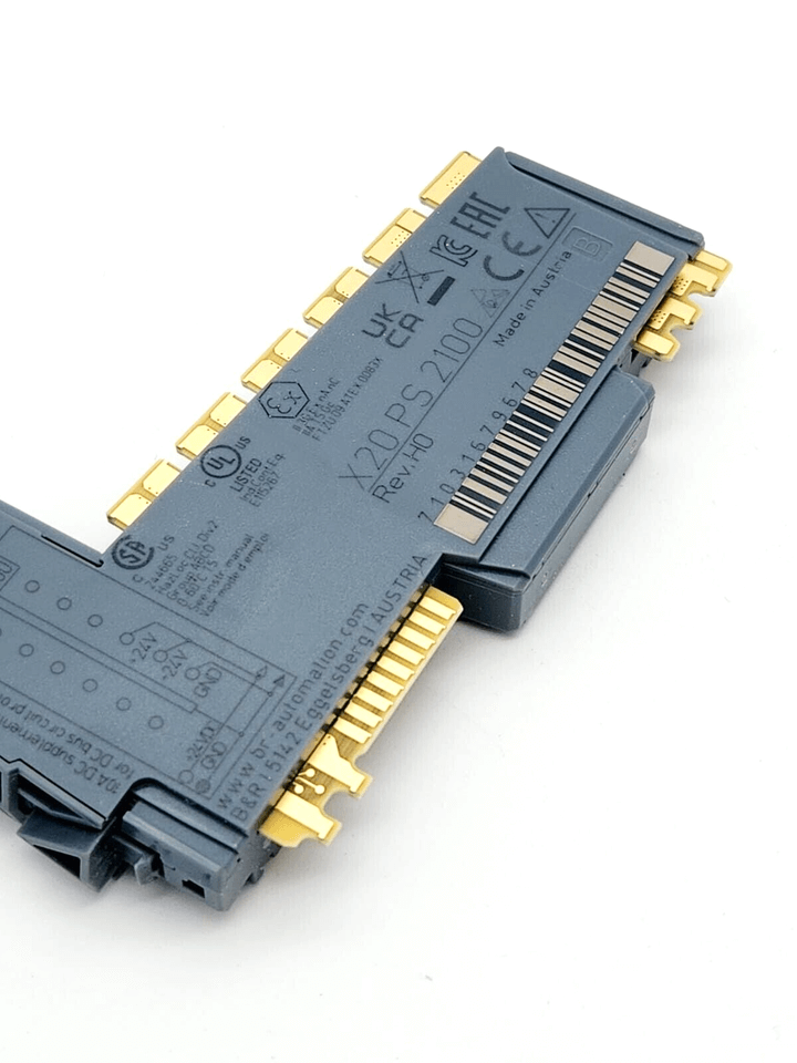 B&R X20PS2100, 24 VDC Einspeisemodul für interne I/O-Versorgung, 0x1BBF, industrial module close-up.