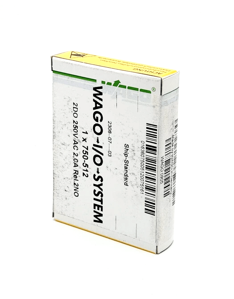 Wago 750-512 2-channel relay output module AC 250V, 2A, two normally open contacts, digital actuator connection, packaged