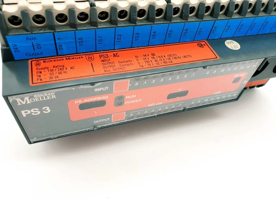 Moeller 16910 PS3 - AC V1.7 programmierbare Steuerung SPS, digitale Relaisausgänge, originalverpackt, technische Details sichtbar