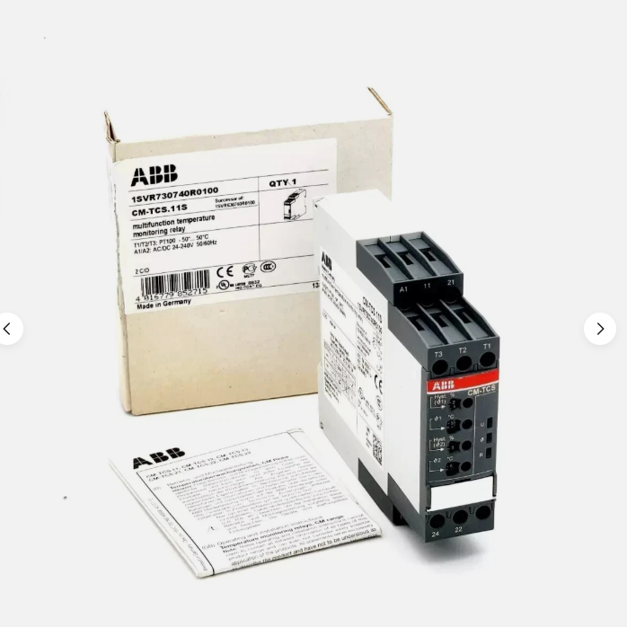 ABB CM-TCS.11S Temperaturüberwachungsrelais eignet sich für den Schutz von Motoren, Transformatoren, Heizungen, Schaltschränken und anderen wärmeempfindlichen Betriebsmitteln. Es schaltet bei Überschreiten des eingestellten Temperaturgrenzwerts zuverlässig ab.