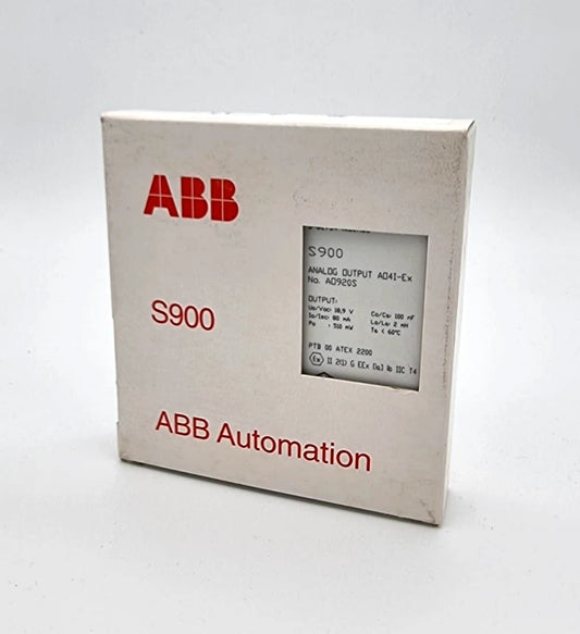Abb AO920S 3KDE175531L9200 Analogausgang AO4I-Ex | sealed box with ABB branding and S900 series labeling
