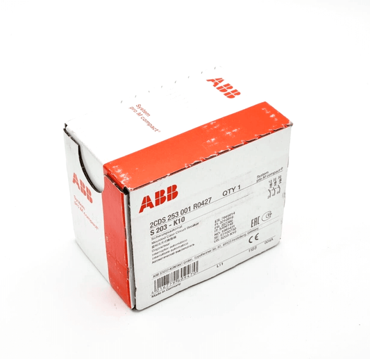 ABB S230-K10 Sicherungsautomat 2CDS253001R0427 | sealed, new boxed circuit breaker with technical specifications visible