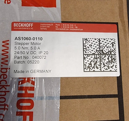 Beckhoff AS1060-0110 Schrittmotor | sealed, originalverpackt und versiegelt, Made in Germany, Part No.: 040072, Batch: 05220