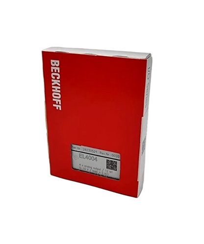 Beckhoff EL4004 EtherCAT-Klemme 4-Kanal-Analog-Ausgang Spannung | sealed, new packaged module with red packaging and product label visible.